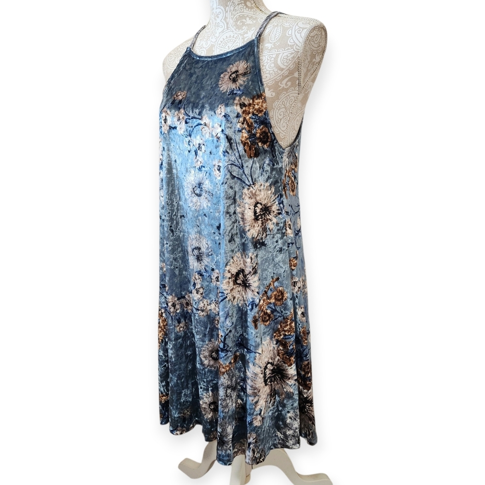 Y2K Velvet Icy Blue Fairy Grunge Whimsigoth Boho 90s Dress Size M